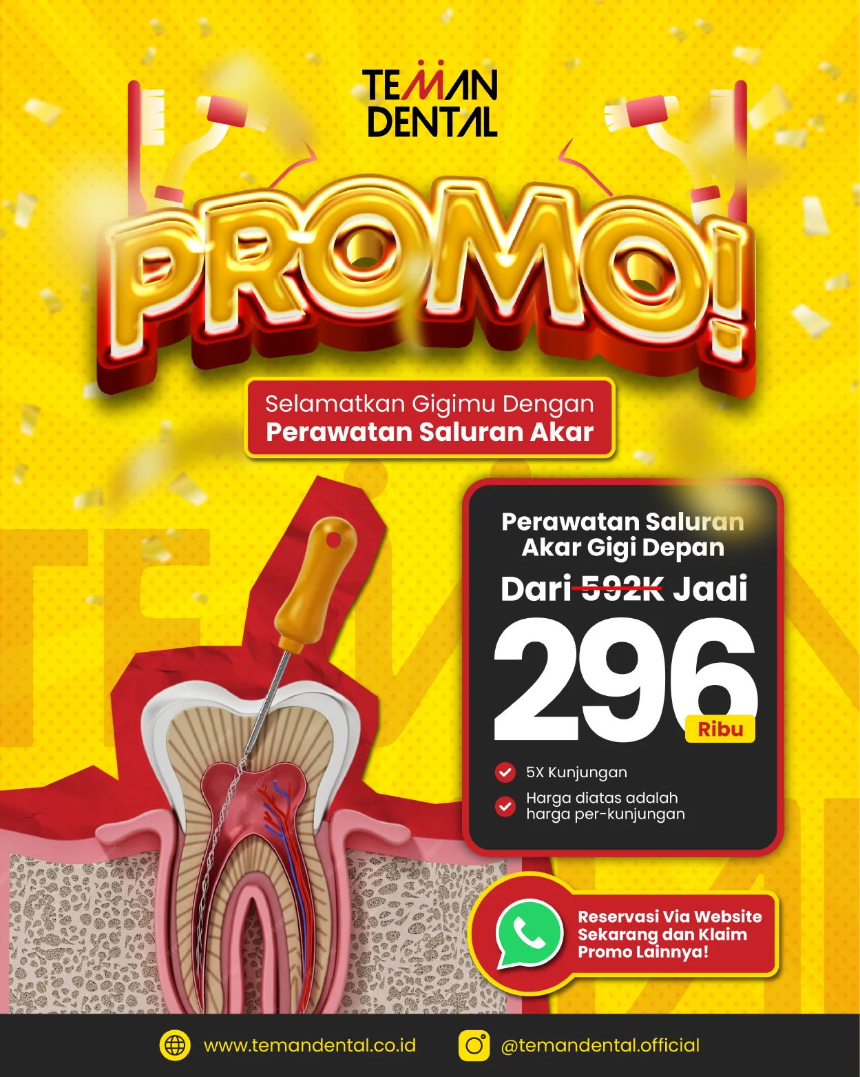 Promo presale perawatan saluran akar di klinik gigi terdekat teman dental