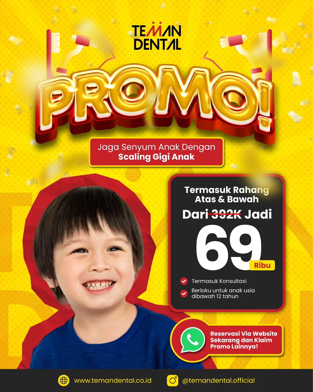 Scaling gigi anak termurah di klinik gigi teman dental