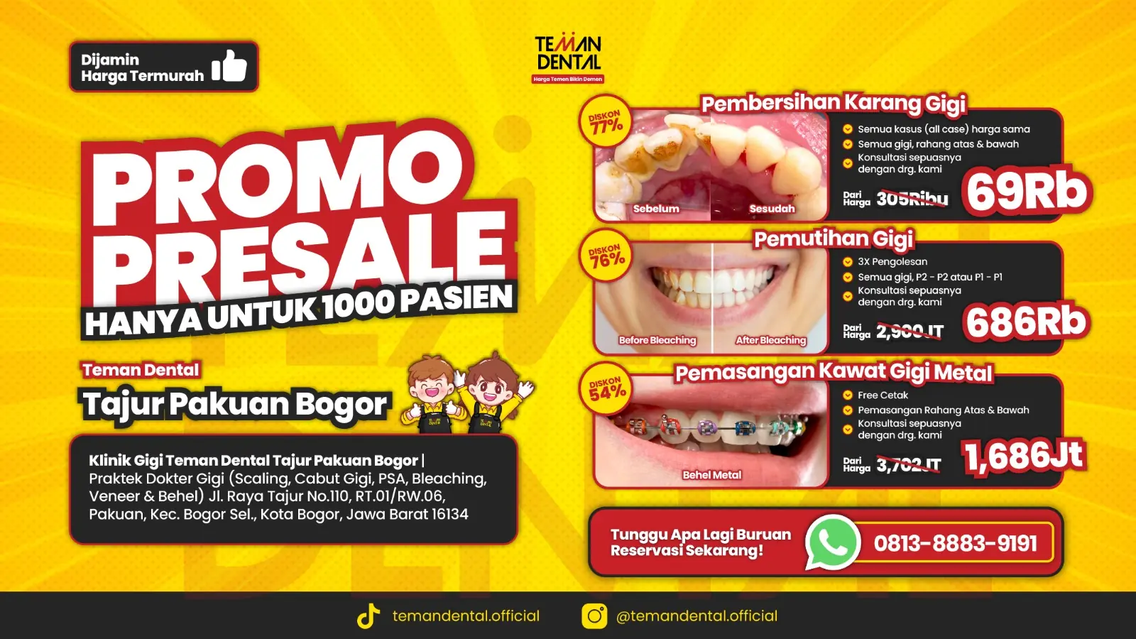 Pembersihan karang gigi dan perawatan gigi termurah no. 1