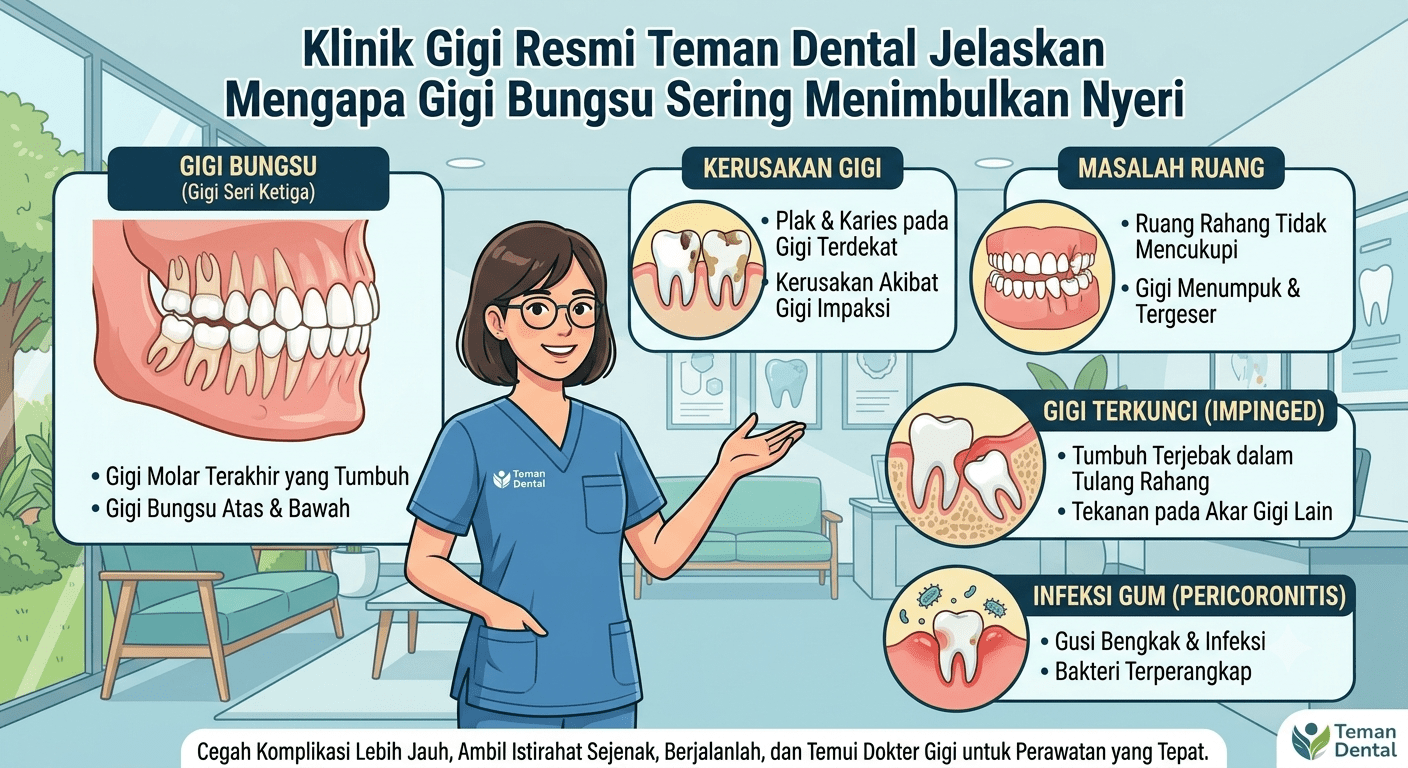 Klinik Gigi Resmi Teman Dental Jelaskan Mengapa Gigi Bungsu Sering Menimbulkan Nyeri