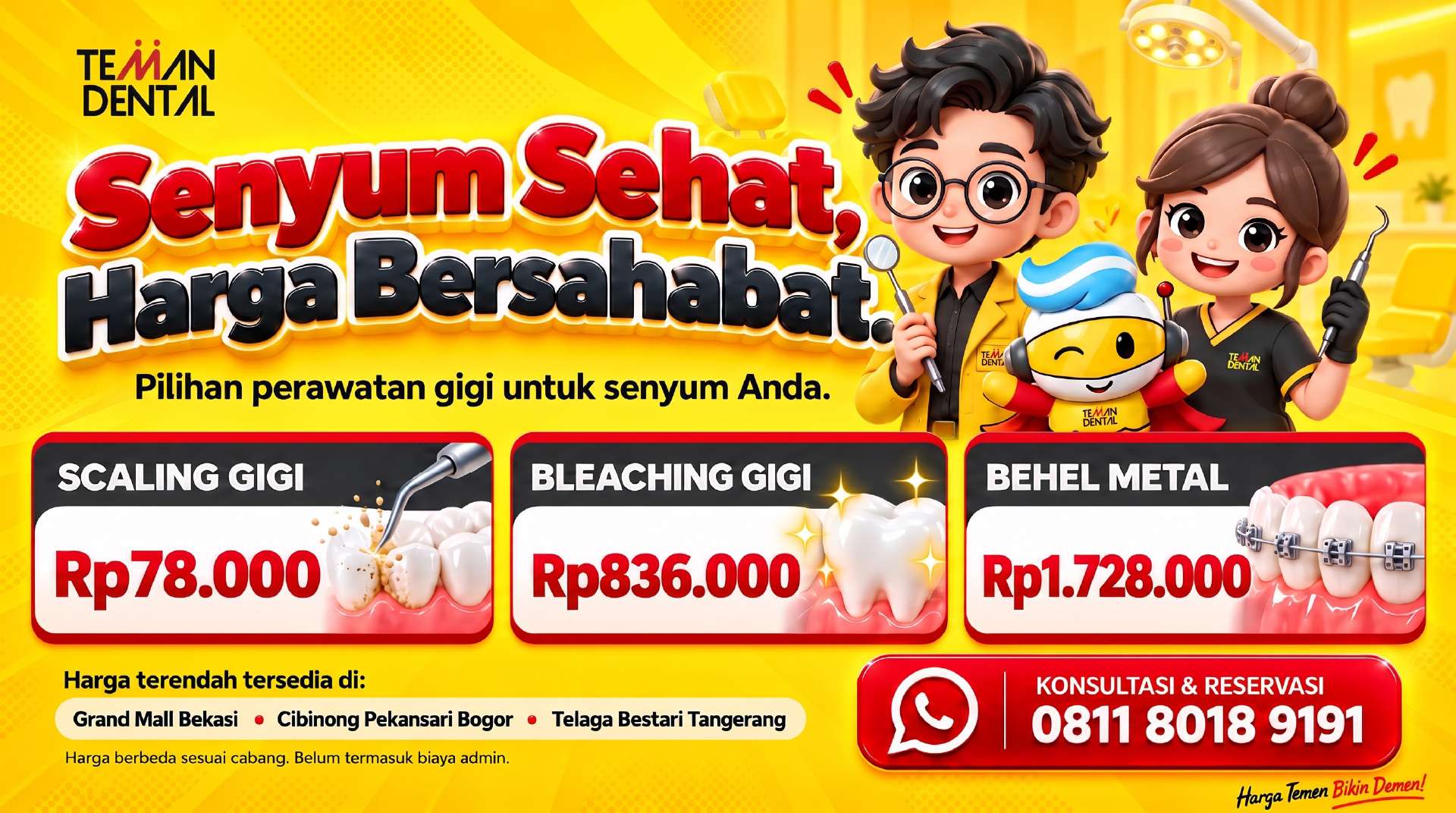 Banner Teman Dental Klinik Gigi Senyum Hebat Harga Bersahabat
